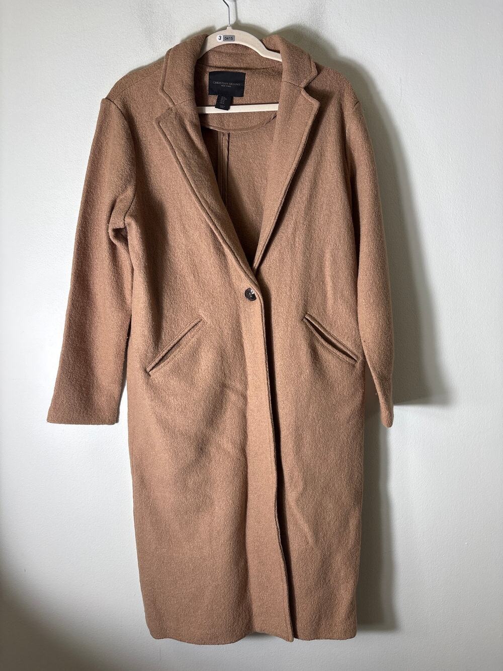 Christian Sirano Camel Boucle Coat Sz M